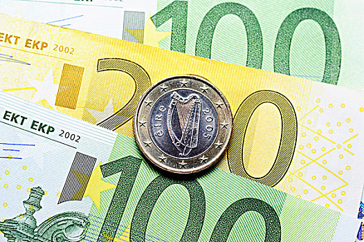 爱尔兰,一个,欧元,硬币,货币,象征,图像,欧盟