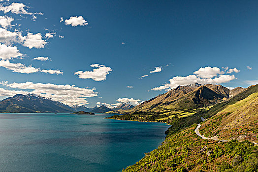 瓦卡蒂普湖,风景,山,艾斯派林山国家公园,靠近,皇后镇,悬崖,暸望,奥塔哥,南部地区,新西兰,大洋洲