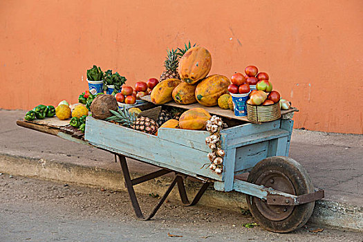古巴,特立尼达,手推车,果蔬