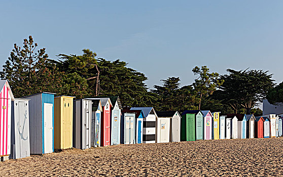 彩色,海滩小屋,圣丹尼斯,法国,欧洲
