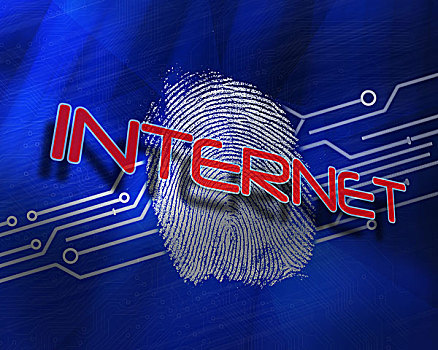 互联网,指纹,数码,蓝色背景