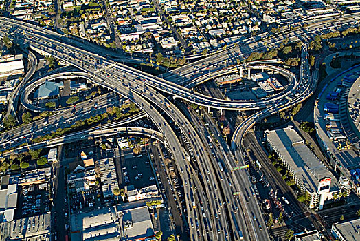 航拍,高速公路,立体交叉路,洛杉矶,加利福尼亚,美国