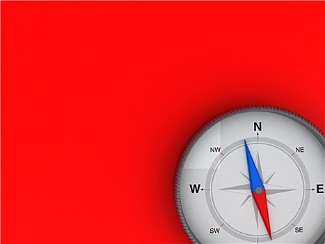 指南针,红色背景