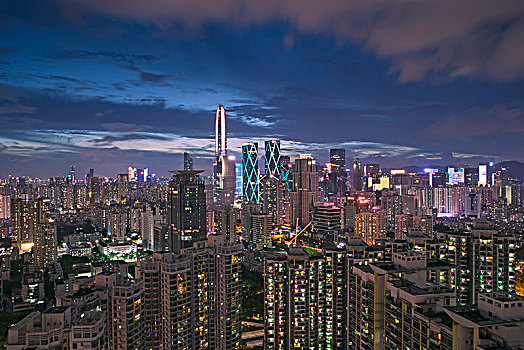 中国广东深圳福田中心区都市夜景