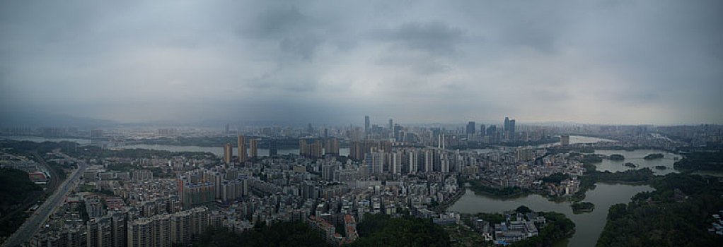 广东惠州市区全景航拍风光