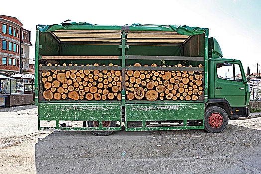 科索沃,销售,木柴,卡车,风景,侧面