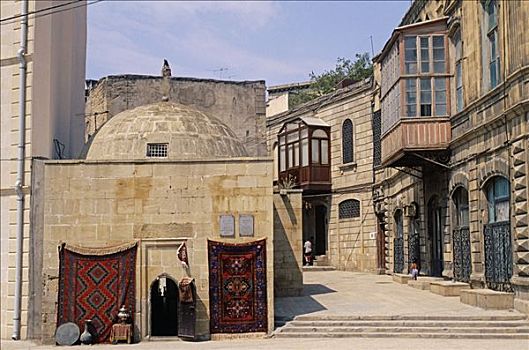 阿塞拜疆,巴库,地毯,玩物,店,老城