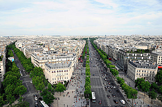 全景,拱形,道路,巴黎,法国,欧洲
