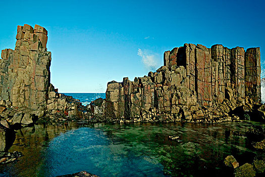 岩石构造,海岸,教堂岩,新南威尔士,澳大利亚