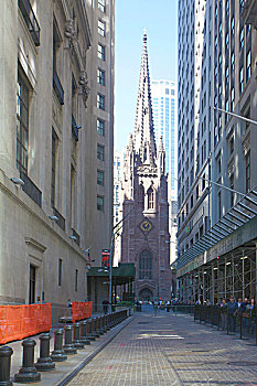 美国纽约曼哈顿岛华尔街教堂