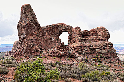 炮塔拱,岩石构造,红色,砂岩,拱门国家公园,犹他,美国