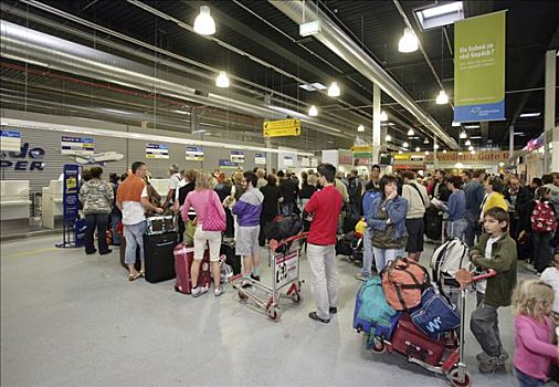 乘客,等待,登机,机场,莱茵兰普法尔茨州,德国,欧洲