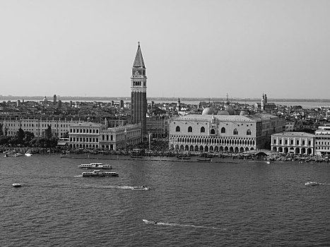 广场,威尼斯,黑白
