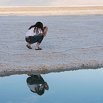 少女,摄影,海滩,死海,以色列