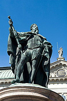 雕塑,正面,骑士岛,斯德哥尔摩,瑞典,斯堪的纳维亚,欧洲