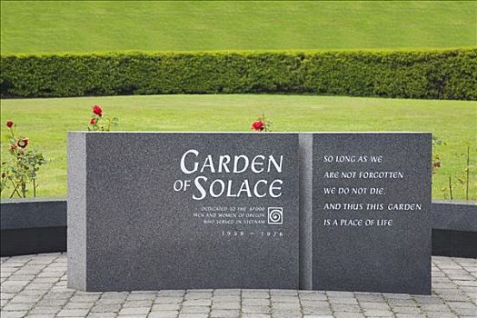 牌匾,花园,俄勒冈,越战纪念碑,华盛顿,公园,波特兰,美国