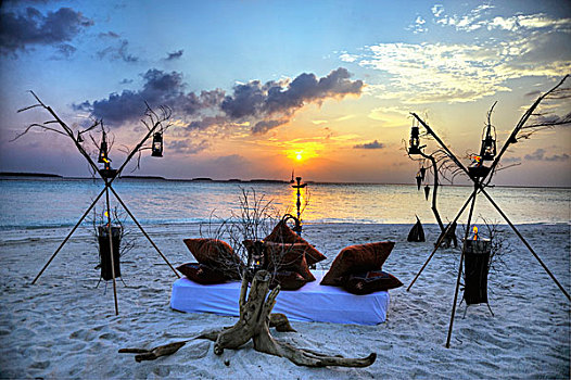 浪漫,露营,海滩