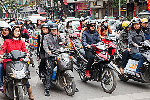 交通,摩托车,途中,河内,越南