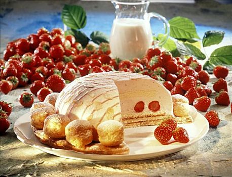 草莓,球顶蛋糕