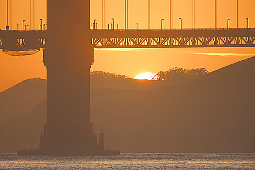 剪影,吊桥,日落,金门大桥,旧金山湾,旧金山,加利福尼亚,美国