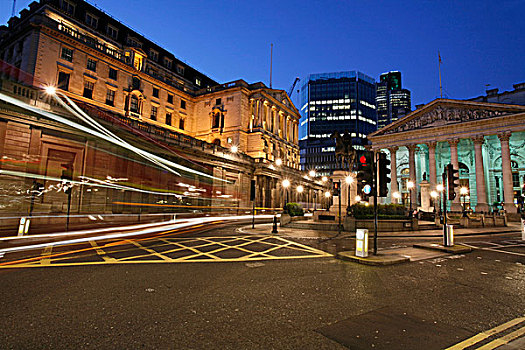 交通,市中心,驾驶,红色公交车,银行,伦敦,英格兰,英国,欧洲