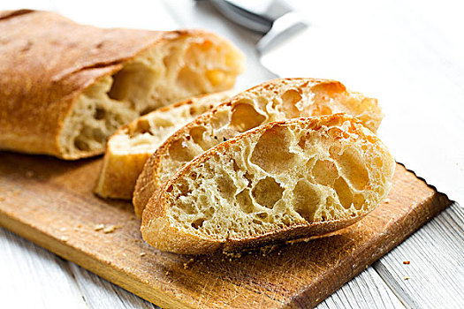 切片,意大利拖鞋面包,面包