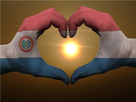 心形,喜爱,手势,彩色,巴拉圭,旗帜