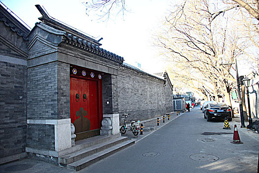 四合院,三座桥胡同,房间,中国,北京,全景,风景,地标,蓝天,传统,建筑