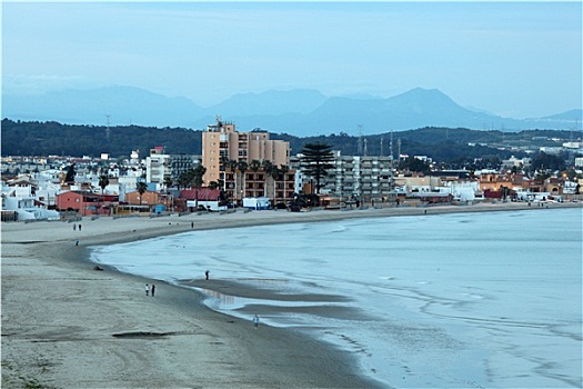 干盐湖,海滩,阿尔赫西拉斯,安达卢西亚,西班牙