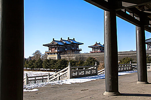 中国涿州影视城的古代建筑大殿