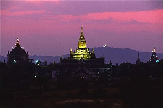 缅甸,蒲甘,日落