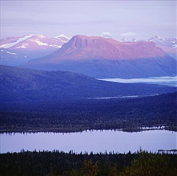 湖,山峦,背景