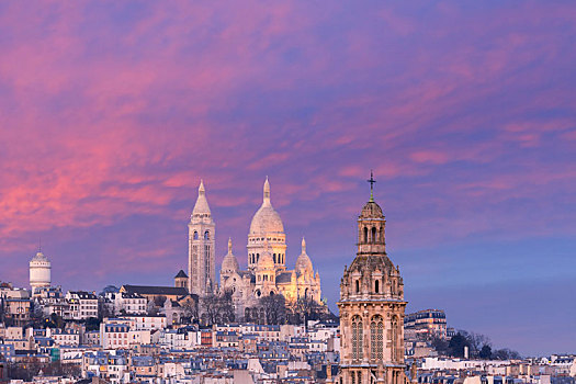 大教堂,日落,巴黎,法国