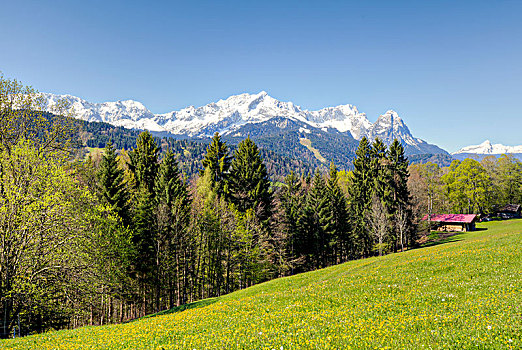 风景,楚格峰,阿尔卑斯峰,加米施帕藤基兴,上巴伐利亚,巴伐利亚,德国