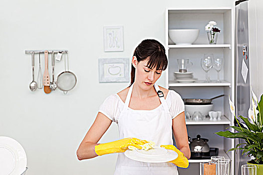 女人,洗碗,厨房