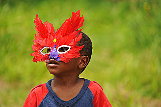 dominica,carib,territory,portrait,of,boy,disguised,with,colorful,mask