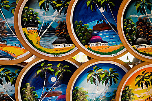 加勒比海,纪念品,盘子,古巴