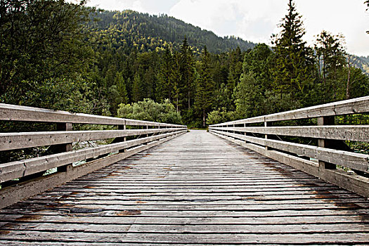 木质,步行桥,巴伐利亚,德国