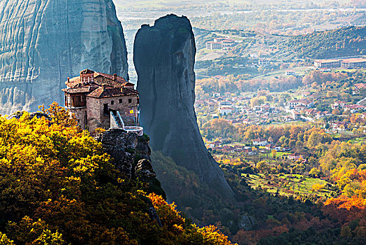 寺院,悬崖,米特奥拉,希腊