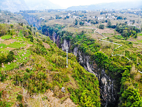 航拍湖北恩施大峡谷云龙地缝景区