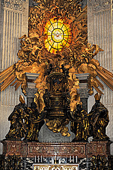 椅子,圣徒,葛洛丽亚,巴洛克雕刻家贝尼尼,圆屋顶,大教堂,梵蒂冈城,罗马,拉齐奥,区域,意大利,欧洲