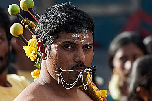 男人,印度教,节日,头像,靠近,毛里求斯,非洲