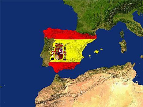 卫星图,西班牙,旗帜,遮盖