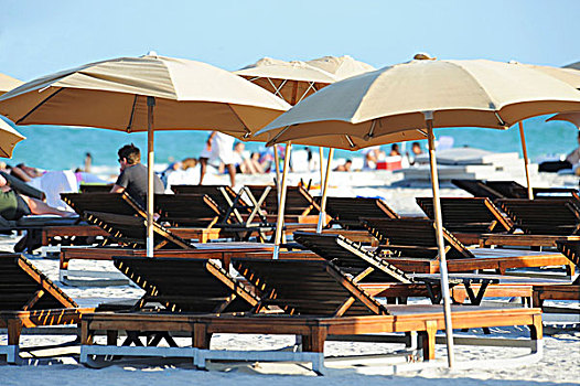 遮阳伞,海滩,迈阿密海滩,佛罗里达,美国