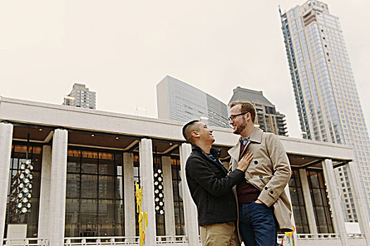 同性恋,情侣,交谈,林肯中心,曼哈顿,纽约