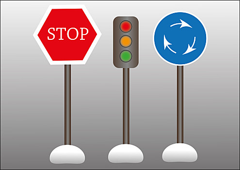 路标,交通标志,红绿灯,停车标志,环岛