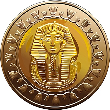 矢量,埃及,硬币,法老