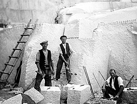 三个男人,工作,采石场,20世纪20年代,精准,位置,未知,德国,欧洲