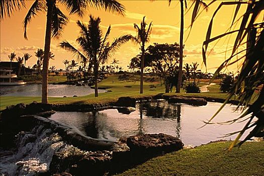 夏威夷,考艾岛,考艾礁湖,胜地,基乐球场,高尔夫球场
