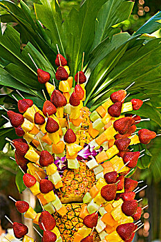 菠萝,水果沙拉,树,夏威夷宴会,夏威夷